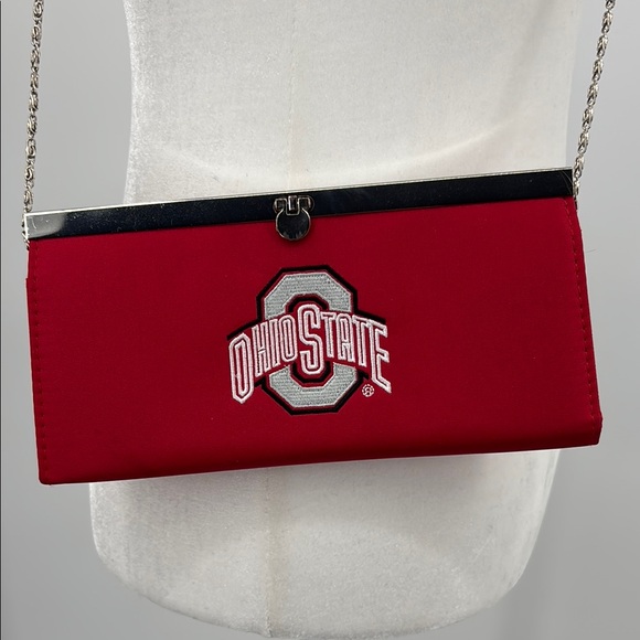 Ohio State Buckeye Football Red Clutch with Chain Strap - Picture 2 of 9